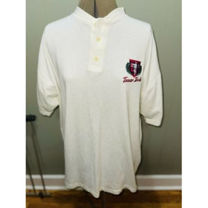 Vintage 90s Texas Tech University Red Raiders Crème Collared Shirt Made USA XXL